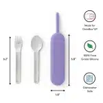 Set de cubiertos de acero inoxidable con estuche UP Pod morado para lonchera OmieBox UP