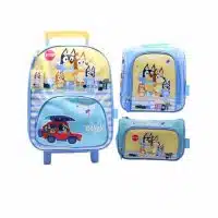 Set escolar premium de Bluey: Maleta con ruedas, lonchera y cartuchera original para niños