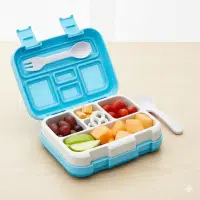 Lunch box bento celeste con 5 divisiones para niños La Mirilla Kids