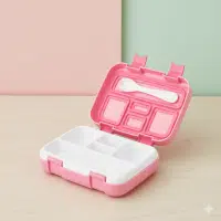 Lunch box bento rosado con 5 divisiones para niños La Mirilla Kids