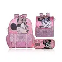 Pack escolar premium de Minnie Mouse con mochila de espalda, lonchera y cartuchera original en La Mirilla Kids.