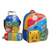 Pack escolar de mochila de Pokémon original con diseño de Pikachu, Fuecoco, Quaxly y Sprigatito, incluye lonchera y cartuchera.