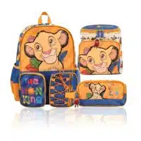 Pack escolar premium de El Rey León con mochila de espalda de Simba, lonchera térmica y cartuchera original de Disney.