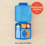 Botella de agua OmieBottle celeste de silicona que encaja dentro de la lonchera OmieBox