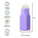 Botella de agua OmieBottle morada de silicona que encaja dentro de la lonchera OmieBox