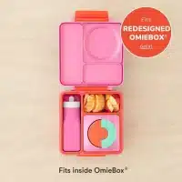 Botella de agua OmieBottle rosada de silicona que encaja dentro de la lonchera OmieBox
