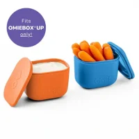 Set de 2 recipientes herméticos OmieBox UP Dip azul y anaranjado para salsas y yogurt