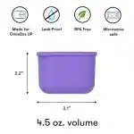 Set de 2 recipientes herméticos OmieBox UP Dip morado y verde para salsas y yogurt