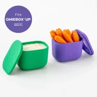 Set de 2 recipientes herméticos OmieBox UP Dip morado y verde para salsas y yogurt