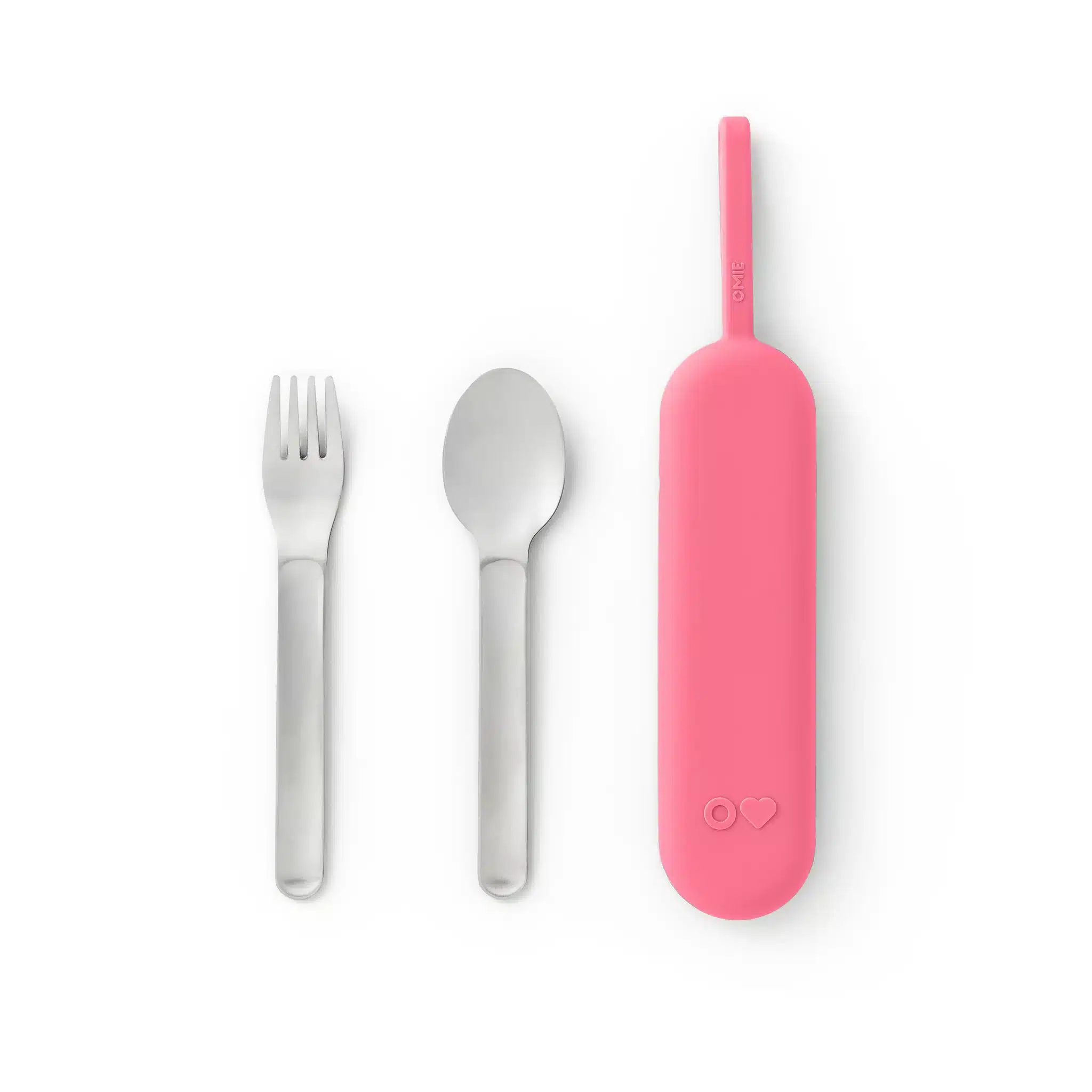 omiebox-up-pod-cubiertos-acero-inoxidable-rosado-la-mirilla-kids (7) Set de cubiertos de acero inoxidable con estuche UP Pod rosado para lonchera OmieBox UP