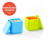 Set de dos recipientes OmieDip de silicona celeste y verde para salsas y complementos en la OmieBox
