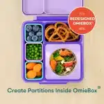 Set de dos contenedores OmieDip de silicona rosado y turquesa para salsas y yogurt en la lonchera OmieBox