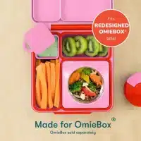Set de dos contenedores OmieDip de silicona rosado y turquesa para salsas y yogurt en la lonchera OmieBox
