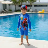 Ropa de baño enterizo de Spiderman para niños con protección solar UV50+ y gorro de regalo